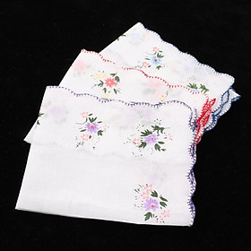 3pcs Womens Handkerchief Hankies Floral Embroidered Lace Square Hanky