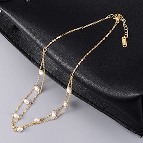 Dây chuyền choker ngọc trai titan ko han rỉ tt 3669