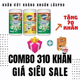 Mua Combo SALE KHỦNG 310 Khăn - Khăn Ướt Gia dụng Kháng Khuẩn CHỨA CỒN - 2 Đa Năng/Bếp Extra 100 Khăn + 1 Lau Bếp/Đa Năng Extra 100 Khăn) tặng Extra 60 Khăn và 1 Hộp Läupro Leather Lau Đồ Da 10 Khăn (Laupro) - Được Chứng Nhận & Kiểm Nghiệm