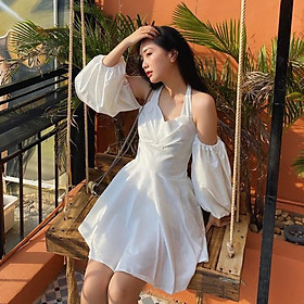 Đầm rớt vai cột cổ Victor