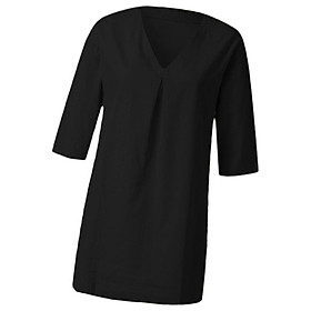 Blouse Loose Casual Neck V Shirt 3/4 Sleeves Top in Breathable Cotton Beach Cover Up Dress Beach