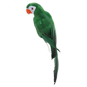 2X Artificial   45cm Green Parrot Ornament Bird Home Art Decor