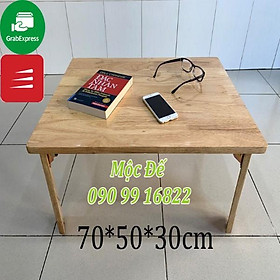 Bàn Gỗ Cao Su MỘC ĐẾ Size 70x50cm Bàn Ăn Mini Chân Gập Đa Năng Nội Thất Phòng Khách, Phòng Ngủ