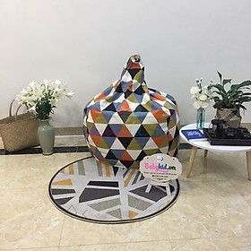 Mua Ghế lười đa năng dáng lê  vải canvas full  họa tiết tam giác   4 size   VỎ / LÓT / XỐP
