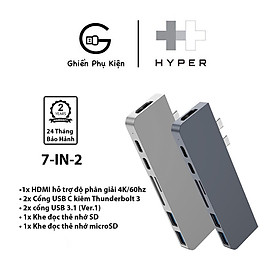 Mua Hub HyperDrive HD28C 7IN2 HDMI 4K60HZ Cổng Chuyển Đổi Type C Dành Cho Macbook/iPad Pro - Hàng Chính Hãng