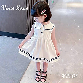 Hình ảnh Váy trắng bé gái 1-11 tuổi sát nách Roisie, Đầm thủy thủ cho bé hàng thiết kế chất thô mềm siêu xịn sò thoáng mát
