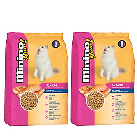 Combo 2 gói Thức ăn cho mèo Minino Yum Salmon 1,5kg/gói