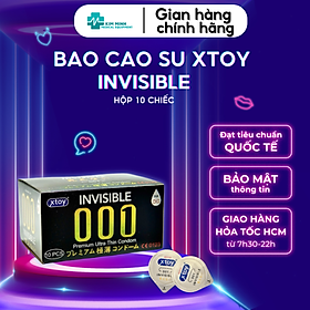 Bao cao su XTOY INVISIBLE 001 siêu mỏng, nhiều gel bôi trơn, hương thơm - Hộp 10 chiếc