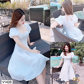 Váy trắng tay bồng V1426 - ĐẸP SHOP DVC ( Ảnh mẫu và ảnh trải sàn do shop tự chụp )