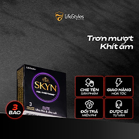 Bao cao su siêu mỏng, trơn mượt LifeStyles SKYN Elite - Non-latex không mùi cao su - 3 bao