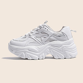 Giày Thể Thao Nữ Độn Đế Giày BOM Sneaker Tăng Chiều Cao Đế Êm Màu Trắng Phong Cách Hàn Quốc Mới Nhất giayBOM B1732