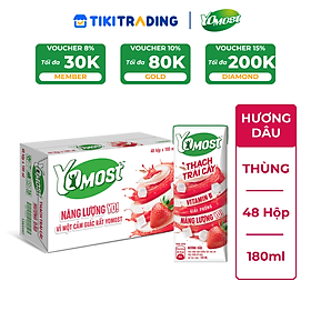 Thùng 48 Hộp Yomost Thạch Trái Cây Hương Dâu (48x180ml)