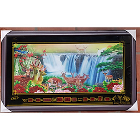 TRANH ĐÈN LỊCH VẠN NIÊN - ĐÓN TÀI LỘC ( PHONG CẢNH THÁC NƯỚC ) khổ 58*98cm