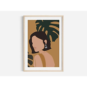 Tranh treo tường | Tranh nghệ thuật trừu tượng - Female Portrait Print, Modern wall art, abstract botanical print