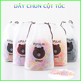 Túi Dây Rút Gấu Nâu 4000 Dây Chun Buộc Tóc Dễ Thương Nhiều Màu Sắc