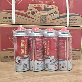 Lốc 4 Lon gas lon LPG mini Yeon Young Hàn Quốc - Bình tiêu chuẩn sử dụng cho mọi loại bếp mini