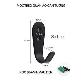 Mua Móc treo quần áo inox 304 dày 2.5mm mạ màu đen  loại móc đơn