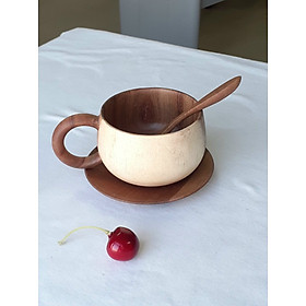 Mua Bộ Cốc gỗ Keo Vintage chống thấm nước (Cốc  lót cốc  muỗng)