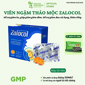 Viên ngậm Ho thảo mộc Zalocol hỗ trợ giảm đau rát họng, khản tiếng do viêm họng, viêm phế quản (Hộp 20 viên) - Genat