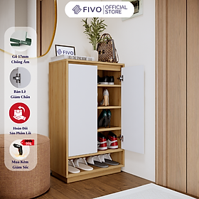 Tủ Giày Gỗ Chống Ẩm FIVO FS54 Màu Gỗ Phối Trắng, Ngăn Tủ Điều Chỉnh Linh Hoạt, Có Cửa Giúp Bảo Quản Tốt Giày Dép, Mặt Tủ Rộng Rãi Chứa Được Nhiều Đồ