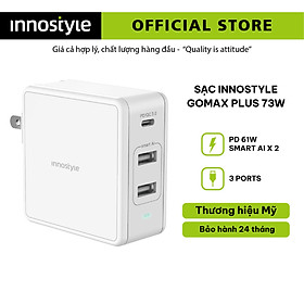 Adapter Sạc 3 Cổng Cho Macbook Innostyle Gomax Plus 73W Tích Hợp USB Type-C Hỗ Trợ Sạc Nhanh PD Power Delivery - Hàng Chính Hãng