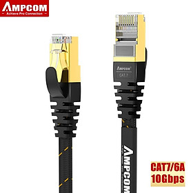 Mua Dây cáp mạng CAT7 AMPCOM 2 đầu bấm sẵn  dạng dẹt  vỏ bện dù  dài 1m-15m - Hàng chính hãng