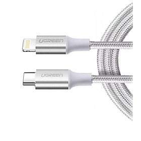 Ugreen UG70521US304TK 25cm white lightning to usb type c 2.0 cable 0.25m - HÀNG CHÍNH HÃNG