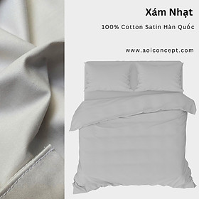 Bộ Chăn Ga Gối 5 Món Cotton Satin Size 1m6 x 2m Trơn Nhiều Màu À Ơi Concept cao cấp Hàn Quốc