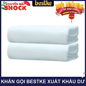 Set 2 Khăn gội bestke 100% cotton xuất khẩu Nhật còn dư, mềm mại và thấm hút, màu trắng hotel, Cotton towels, towels manufacturer