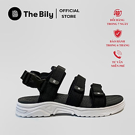 Giày Sandal Nam The Bily 3 Quai Ngang - Đế Trắng Lót Đen Màu Đen BLDTMD04