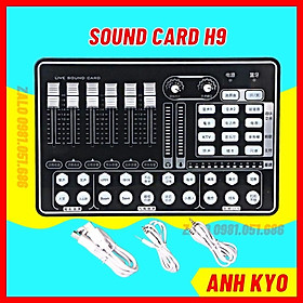 Sound card h9, bộ mic thu âm h9 có bluetooth hiệu ứng cười nói vỗ tay giả giọng phù hợp nhiều dòng mic livestream