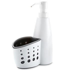 400mL Bathroom Soap Dispenser with Sponge Holder Kitchen Sink Countertop Liquid Hand Soap Dispenser Pump Bottle Caddy