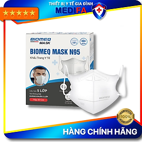 Hộp 30 chiếc KHẨU TRANG N95 CHÍNH HÃNG Không van 5 lớp BIOMEQ mask - KHÁNG KHUẨN - Chống bụi mịn - Khẩu trang bảo hộ N95 