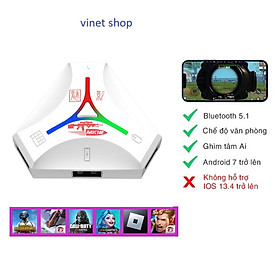 Bộ chuyển đổi bàn phím và chuột Vinetteam MK12 bluetooth 5.1 có ghìm tâm AI chơi game PUBG, FF, LIÊN QUÂN dùng cho điện thoại Android, IOS hỗ trợ cả chipset mediateck - hàng chính hãng - Màu trắng