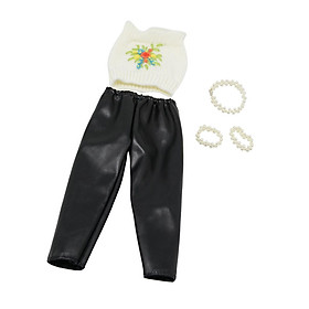 Tube Top & PU Pants & Necklace Set for 18inch American Doll Dolls Clothes Accessory