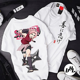 Áo thun trắng Anime, Manga Sakura, Unisex Nam Nữ có Size áo từ 25-95kg