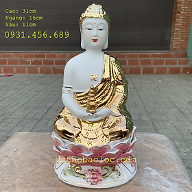 Tượng Phật Thích Ca Mâu Ni ngồi trên đài sen bằng sứ cao cấp – Cao 31cm