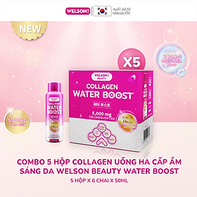 Combo 5 Collagen uống HA cấp ẩm sáng da Welson Beauty Water Boost 5 hộp x