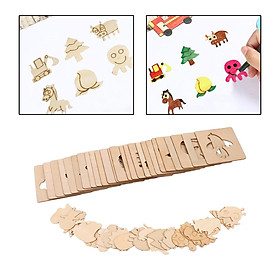 Puzzle Arts Crafts Set Kids Wooden Drawing Stencils Kit DIY Wall Painting Template Tools Creative Art Painting Template for kitchen Boys