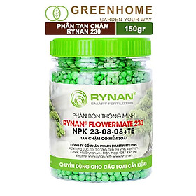 Phân tan chậm Rynan 230, chai 150gr, chuyên kiểng lá, dưỡng lá xanh, sinh trưởng khoẻ |Greenhome