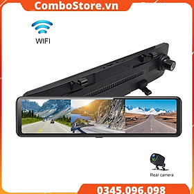 Camera hành trình gương ô tô cao cấp màn hình 12 inch Full HD 1080P - Camera hành trình gương ô tô cao cấp tích hợp GPS, Wifi