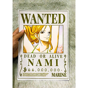 Poster One Piece Nami Mới Nhất, Poster Lệnh Truy Nã Nami (Hình dán tường tiện lợi, Chất lượng Full HD)