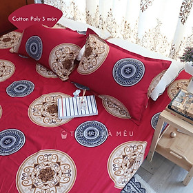 Bộ Ga Gối 3 Món Cotton Poly Bền Bỉ Với Thời Gian Không Phai Màu Hay Bai Xù Bo Chun Free 10p Size m6/m8/2m