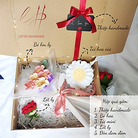 [Ảnh thật - Kèm túi giấy đựng hộp quà] Combo quà tặng túi hoa cúc, chocker, chậu hoa, lót ly dành tặng người yêu thương