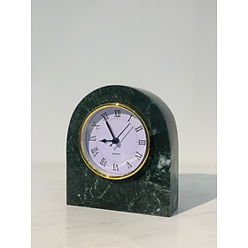 Mua Đồng hồ để bàn đá tự nhiên DH02 bầu dục màu Xanh Ấn (Mặt số La mã - Mặt trắng)