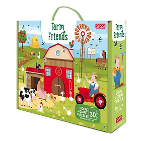 Bộ tranh xếp hình khổng lồ cho bé kèm sách Giant Puzzle And Book - Farm Friends