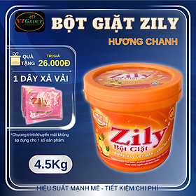 Bột Giặt Zily Hương Chanh Xô 4.5Kg - Tặng 1 Dây Xả vải Zily
