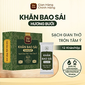 Khăn Bao Sái Bảo Trầm - Hương Bưởi - Hộp Xanh - 12 khăn an toàn, tiện dụng