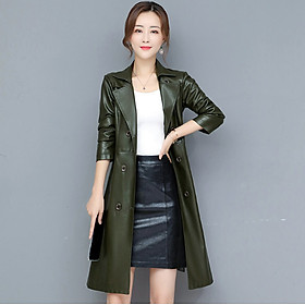 Áo Khoác Da Nữ Dáng Dài Có Dây Đai Trẻ Trung KD17 - Hàng Quảng Châu Cao Cấp