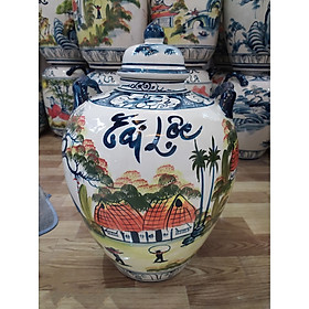 Chum đựng rượu vẽ phong cảnh Bát Tràng loại 10L